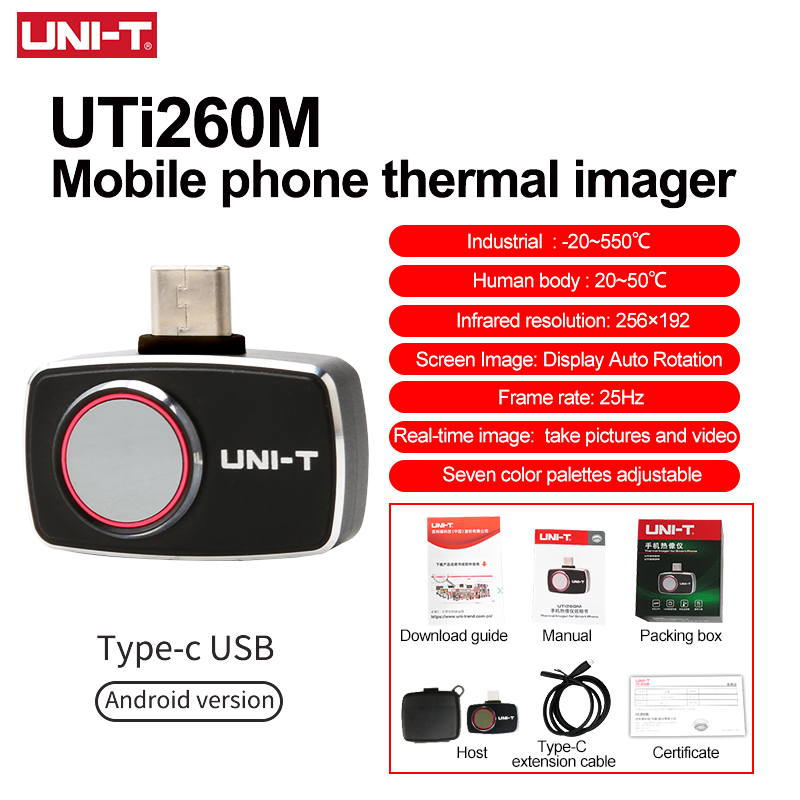Thermal Imaging Camera 256X192 - UNI-T 携帯電話用サーマルイメージャー UTI260M UTI256M 256x192 ピクセル熱画像カメラ水道管床暖房検出