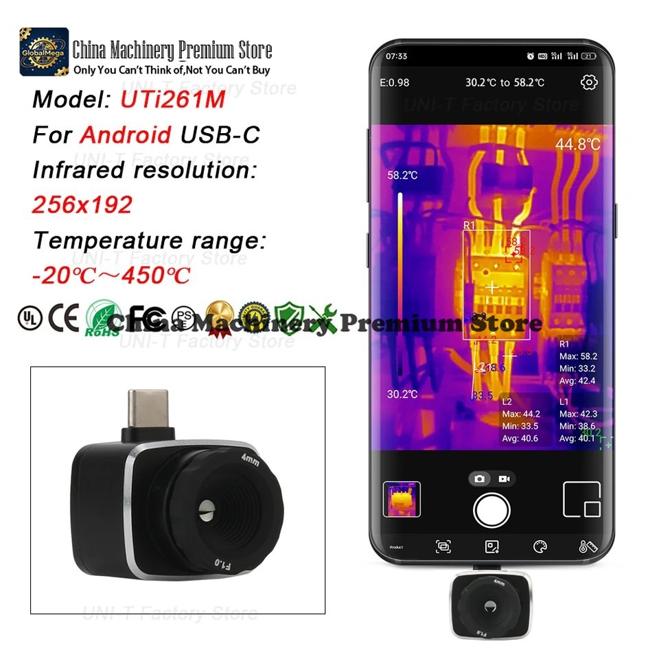 Thermal Imaging Camera 256X192 - UNI-T 赤外線熱画像カメラ UTi120Mobile UTi120MS UTi256M UTi260M