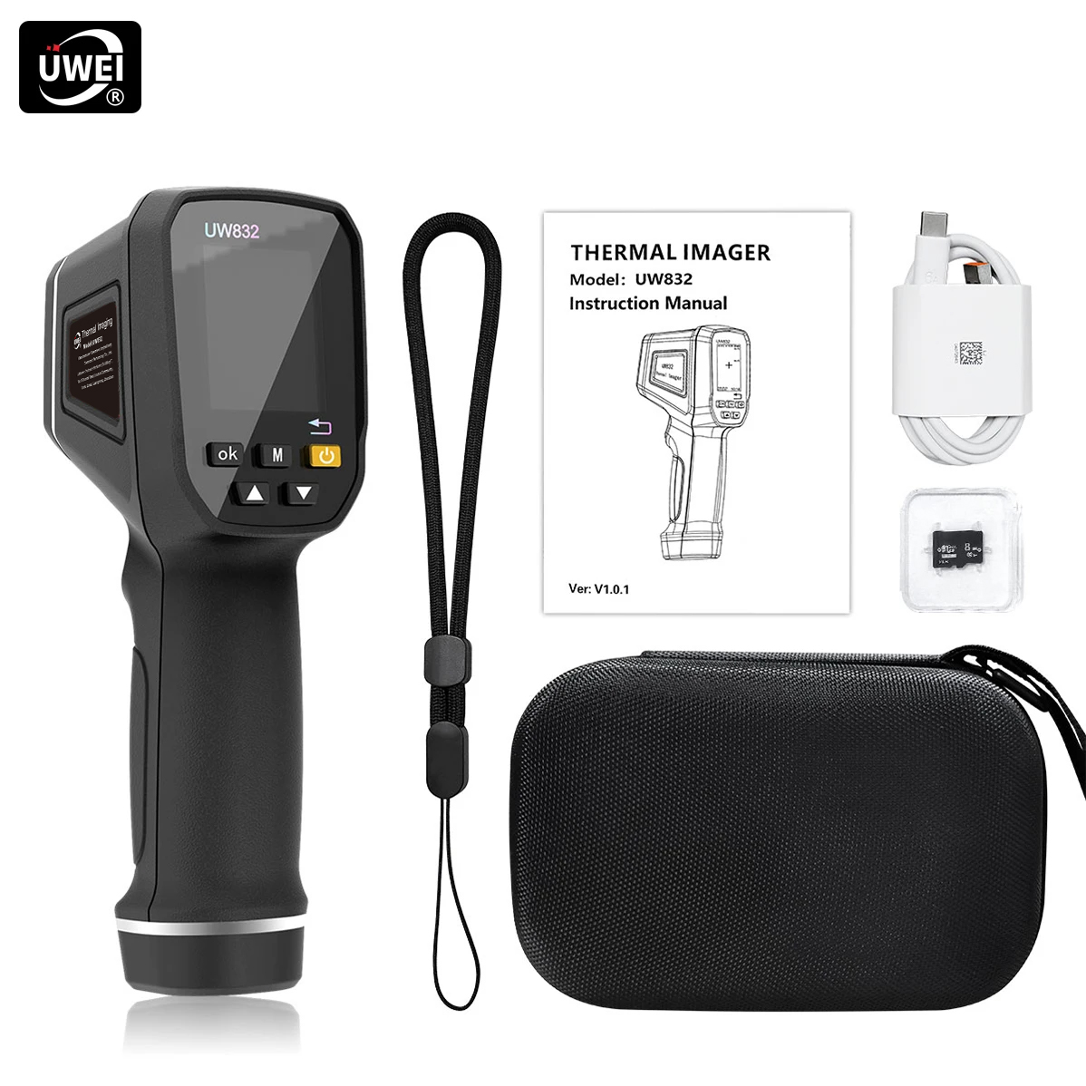 Nf 521 Thermal Imaging Camera - UWEI赤外線サーマルイメージャーハンドヘルド熱画像カメラUSB充電式8GBカードカラーディスプレイ0.01-1放射率キャリーボックス
