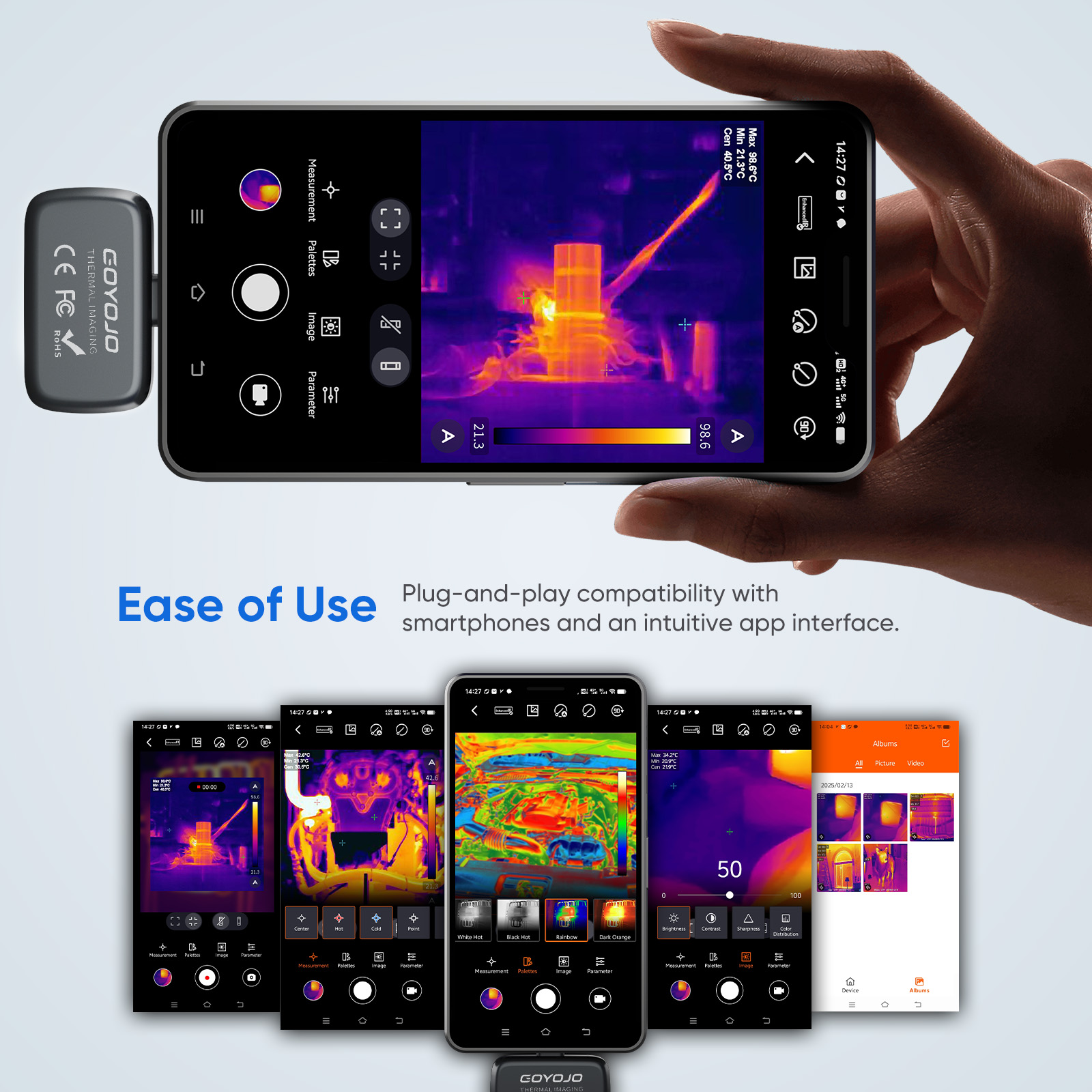 GOYOJO iPhone/Android/タブレット用サー - Thermal Imaging Camera 256X192 のレビューと価格